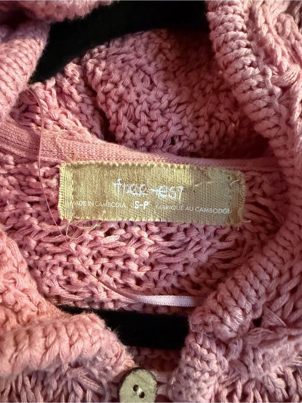 Free-est / Free People Knit Cardigan Pink Hooded Sweater NWOT S